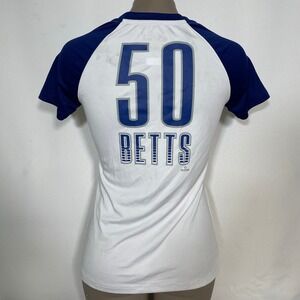 Mookie Betts #50 Los Angeles Dodgers MLB White Blue Raglan Jersey Women's SMALL